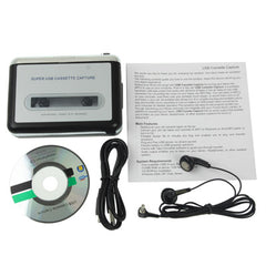 Tape to PC Super USB Cassette to MP3 Converter Capture Audio Music Player, Tape to MP3 Black