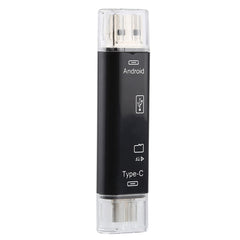D-188 3 in 1 TF & USB to Micro USB & Type-C Card Reader OTG Adapter Connector