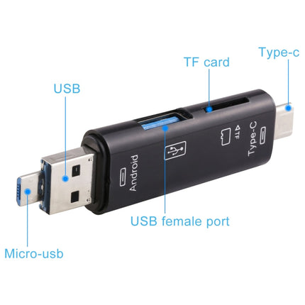D-188 3 in 1 TF & USB to Micro USB & Type-C Card Reader OTG Adapter Connector