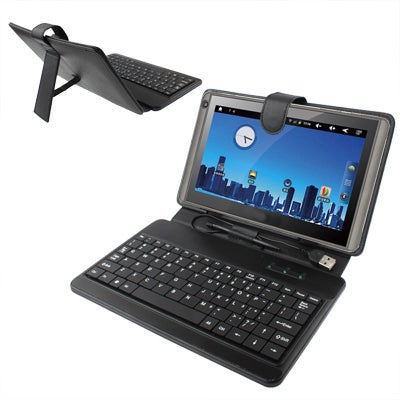 7 inch Universal Tablet PC Leather Tablet Case with USB Plastic Keyboard, 7 inch