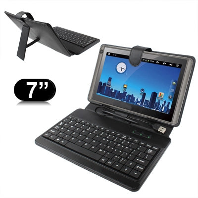 7 inch Universal Tablet PC Leather Tablet Case with USB Plastic Keyboard, 7 inch