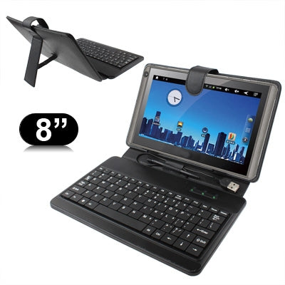 8 inch Universal Tablet PC Leather Tablet Case with USB Plastic Keyboard, 8 inch