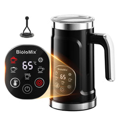 BioloMix Upgraded 5-in-1 LED Touch Screen Milk Frother for Lattes & Coffee, Hot And Cold Foam Maker