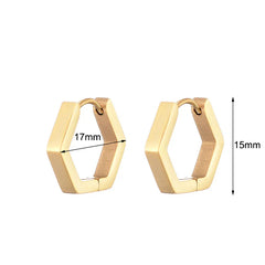 Classic Stainless Steel Hoop Earrings For Women Men Heart Star Oval Rectangle Round Triangle Gold Color Punk Hip Hop Jewelry