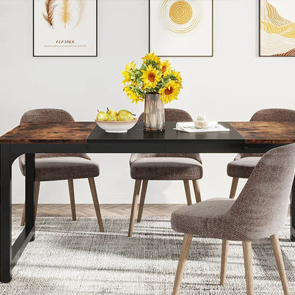 Tribesigns 63"x31.5" Dining Table, Industrial Kitchen Table for 6-8 Person, Rectangular Dinner Table for Dining Room Kitchen