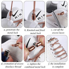 21 Colors No Tie Shoelaces Round Color Metal Lock Elastic Shoelace General For Children And Adults Sneakers Lazy Laces Unisex