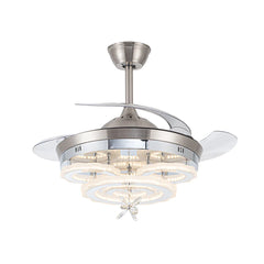 KOMORE Modern Style Indoor Round Ceiling Fan with Light and Remote, 3 Colour Temperature for Office, Living Room, Bedroom