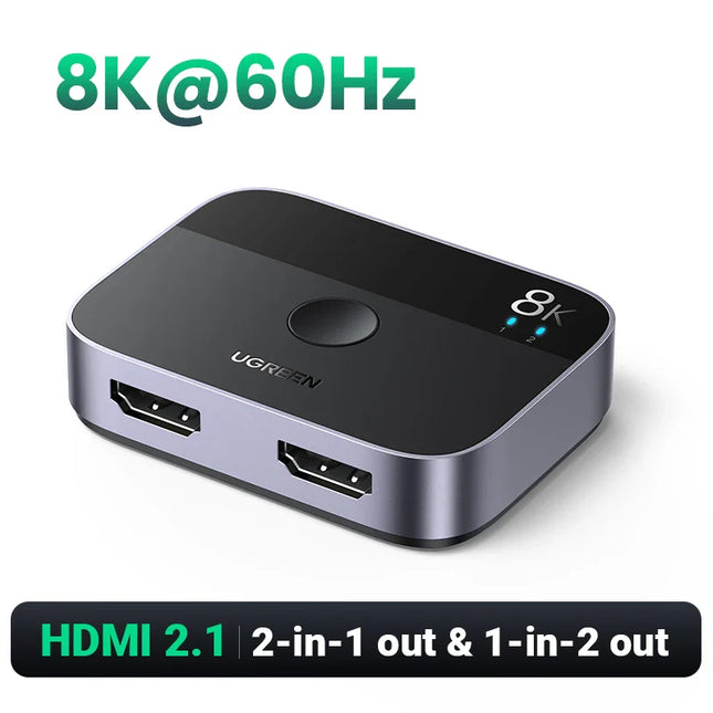 UGREEN HDMI 2.1 Splitter Switch 8K 60Hz 4K120Hz 2 in 1 out for TV Xiaomi Xbox Series X PS5 HDMI-compatible Monitor HDMI Switcher
