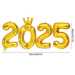 2025 Crown Number Foil Balloons Happy New Year Eve Party Decoration Photo Booth Props Supplies Christmas Home Decor Navidad 2024