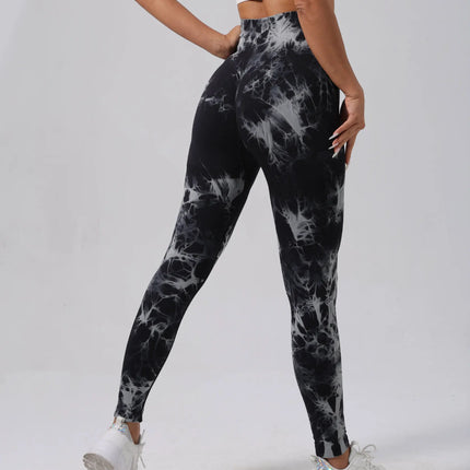 Women Seamless Tie Dye Yoga Leggings High Waist Fitness Sexy Fashion Leggings Exercise Running Lifting Buttocks Cycling Leggings