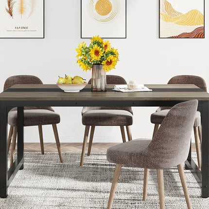 Tribesigns 63"x31.5" Dining Table, Industrial Kitchen Table for 6-8 Person, Rectangular Dinner Table for Dining Room Kitchen