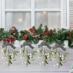 6pcs artificial Christmas Mistletoe hanging ornament Artificial green plant home decoration berry hanging ornament