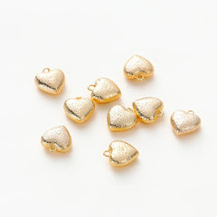 4pcs/lot 14K 18K Gold Plated Heart Charm with Jump Ring Necklace Making Supplies Solid Love Pendant For DIY Jewelry Accessories