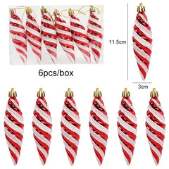 6pcs/box Christmas Tree Pendant Red Star Candy Snowflake Xmas Ball Ornament New Year 2025 Home Decoration Noel Gift Navidad 2024
