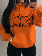 Faith Hope Love Letter Graphic Women Hoody Street Casual Loose Sweatshirt Autumn Fleece Hooded Hip Hop O-Neck Clothing Female
