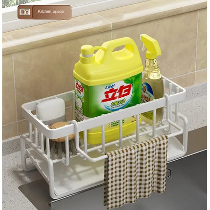 Kitchen Shelf Rag Storage Drainage Shelf No-Punch Storage Rack Home Spice Rack Sink Tap Sink Drainage Rack Kitchen Accessories