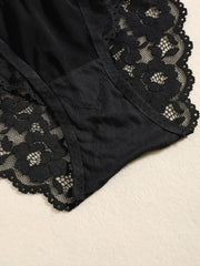 1 Set Elegant Erotic Lace Embroidery Breathable Fabric Lingeries : Push-Up Bra, Low Waist Sheer Panty - Ultimate Valentine's Day