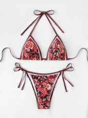 2025 Halter String Triangle Two Piece Bikini Women Swimwear Female Swimsuit Bathers Bathing Swimming Suit Beachwear Summer