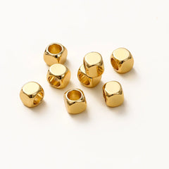 50pcs/lot 2-5mm 14K/18K Real Gold Plated Brass Square Spacer Loose Beads for DIY Jewelry Making Beads Accessories Findings