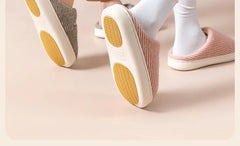 House Fuzzy Slipper Women Striped Winter Warm Fur Plush Non Slip Grip Indoor Lazy Soft Female Thermal Home Shoe Flat Male Men