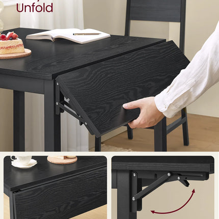 VASAGLE Folding Dining Table, Drop Leaf Extendable, for Small Spaces, Seats 2-4 People, Industrial, 78 x 120 x 76.2 cm