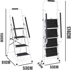 DayPlus Safety Folding Step Stool 2-4 Step Ladder Portable Foldable Stepladder Anti Slip Feet  for Indoor Outdoor Home Office