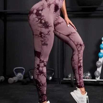 Seamless High Waist Leggings Women Tie Dye Leggings Fitness Sports Running Yoga Pants Hip Liftting Elastic Knitting Tights