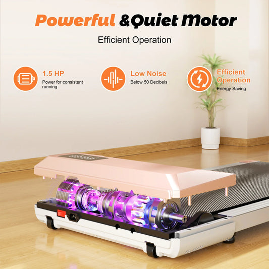 90cm Long Run Area Walking Pad, Under Desk Treadmill, 1-6KM/H Treadmill for Home with Remote Control and LCD Display Pink