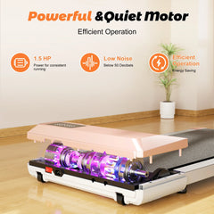 90cm Long Run Area Walking Pad, Under Desk Treadmill, 1-6KM/H Treadmill for Home with Remote Control and LCD Display Pink