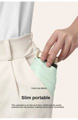 Mini Sun Umbrella Pocket Rain Umbrella Vinyl Folding UV Ultraviolet Protection Sun Shade Pocket Parasol Capsule