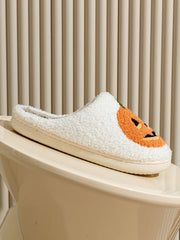 Smile Pumpkin Halloween Women's Slippers Winter Indoor Cartoon Comfort Home Bedroom Soft Causal Flat Plush Shoes for Gift