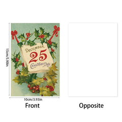 12pcs Vintage Christmas Greeting Cards Set Santa,Elk,Xmas Tree Postcard Set,Note Cards Small Card,Perfect Vintage Christmas Gift