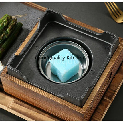 Dining room single and double tableware Cast iron barbecue plate Square alcohol oven baking tray Korean style barbecue stove set