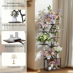 7 Tier Tree Shaped Plant Stand for Patio Living Room Metal Plant Flower Pot Display Holder Multiple Shelves