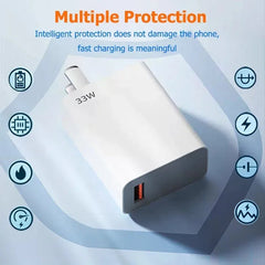 33W USB Charger Quick Charge Mobile Phone Power Adapter For Xiaomi Huawei 6A USB Type C Cable QC 3.0 Fast Charger Data Cable Set