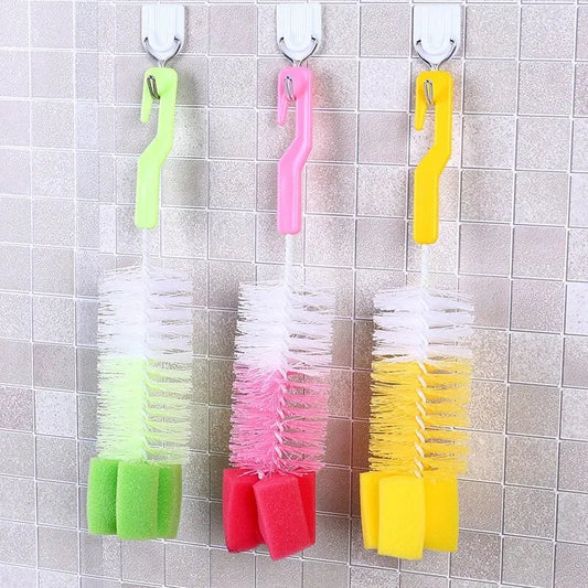 Baby Bottle Brush Multi-Purpose Long Handle Fine Hair Sponge Cleaning Brush Household Dishwashing Cup Washing Cleaning Tools