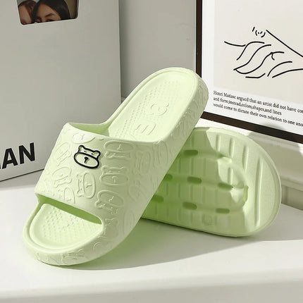 Summer Women Slippers Bathroom Platform Non-Slip Home Bear Cartoon Flip Flops Beach Women Slipper Sandals Slides Indoor Outdoor