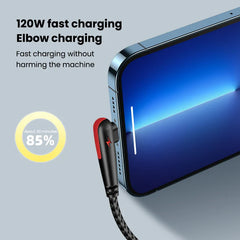 120W USB C Cable 90 Degree For OPPO Fast Charging Cord For Samsung S21 xiaomi 14 iPhone15 Quick Charging Data Wire Charger Cable