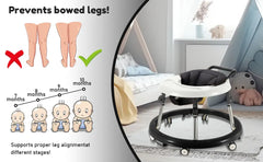 Baby Walker Foldable with 5 Adjustable Heights, Baby Walkers and Activity Center for Boys Girls Babies 7-18 Months, Baby Walker