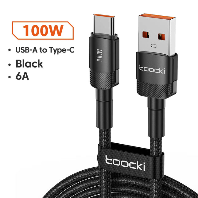 Toocki 100W 6A USB C Fast Charging Data USB Cable Type C For Huawei Honor Oneplus Realme Xiaomi Samsung USB A To C Phone Cord