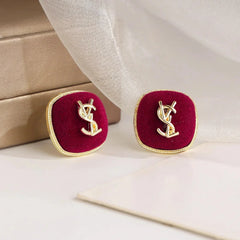 925Silver Needle Redflannelette Earrings Autumn/Winter New High-End Feel Earring Fashionable Light Luxury Ear Decoration Wholesa