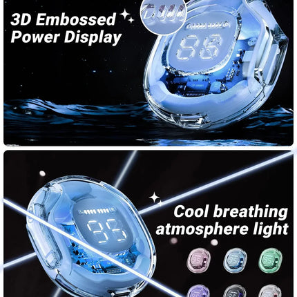 T8 PRO Tws Bluetooth Earbuds Transparent with LED Digital Display Wireless In-Ear Earphone for Xiaomi Huawei iPhone Headphone