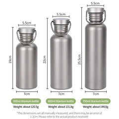 600ml 750ml Titanium Water Bottle Outdoor Camping Supplies Tourism Sports Cycling Hiking Camping Water Bottle