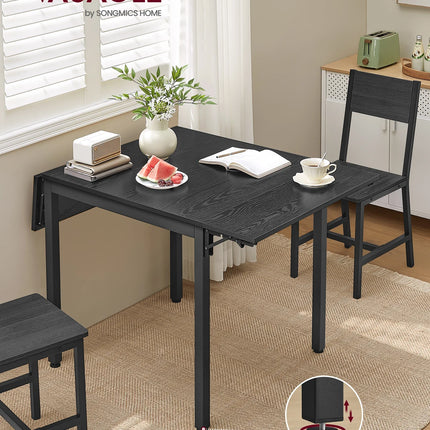 VASAGLE Folding Dining Table, Drop Leaf Extendable, for Small Spaces, Seats 2-4 People, Industrial, 78 x 120 x 76.2 cm