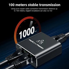 1 IN 2 Network Splitter 1000Mbps RJ45 Adapter Gigabit Converter Internet Ethernet 8P8C Extender Plug Extension