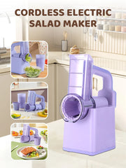 Electric Cheese Grater Portable Salad Maker With 3 Different Shapes of Blades 40W Electric Rotary Slicer Shredder ABS304
