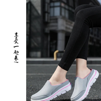 2024 Summer new breathable mesh shoes outdoor non-slip walking shoes comfortable sandals men half slippers casual loafers 35-48