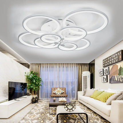 KOMORE Modern Circular LED Semi Flush Ceiling Light, 54 W/94W/142W Cool White for Nordic Decor for Office, Living Room, Bedroom