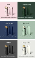 Mini Sun Umbrella Pocket Rain Umbrella Vinyl Folding UV Ultraviolet Protection Sun Shade Pocket Parasol Capsule