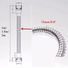 High Quality Grey 1.5m/ 2m /3m G1/2 Inch Flexible Shower Hose Stainless Steel Chrome Bathroom Water Head Shower Extension Pipe